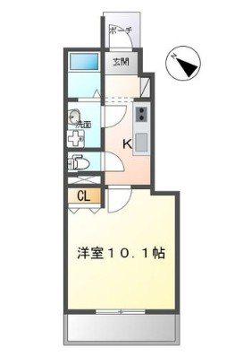 ポートハウス(1K/1階)の間取り写真