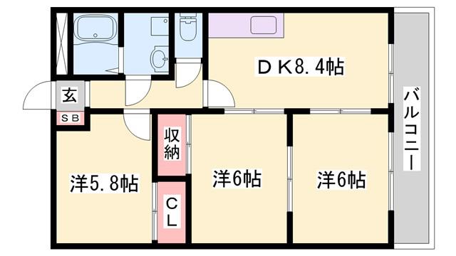 エスぺランス光(3DK/2階)の間取り写真