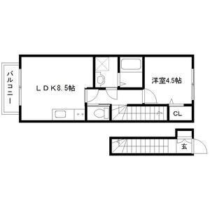 リアーレ荒巻神明(1LDK/2階)の間取り写真