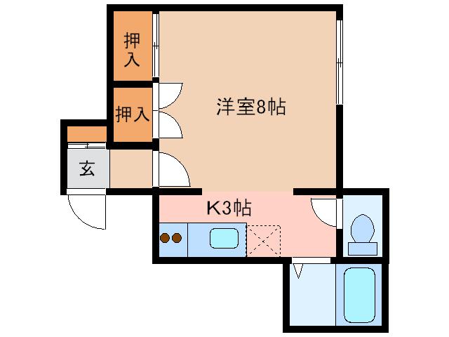 ビューハイツ古田(1K/2階)の間取り写真