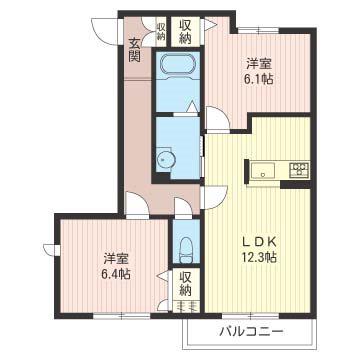 GRAND CHALETII(2LDK/1階)の間取り写真