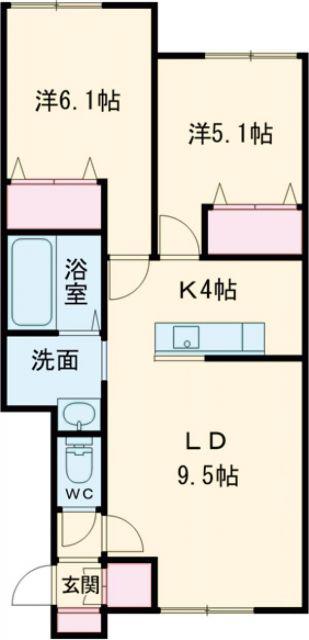 LINA(2LDK/1階)の間取り写真