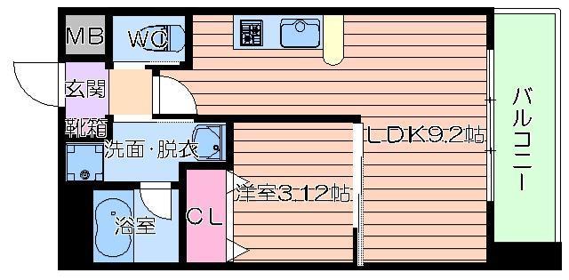 アーバンフラッツ西中島(1LDK/4階)の間取り写真