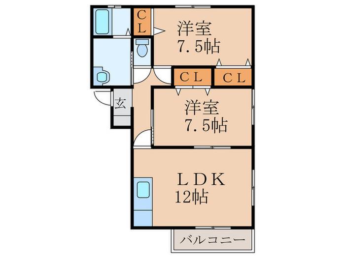 ロイヤルガーデン(2LDK/2階)の間取り写真