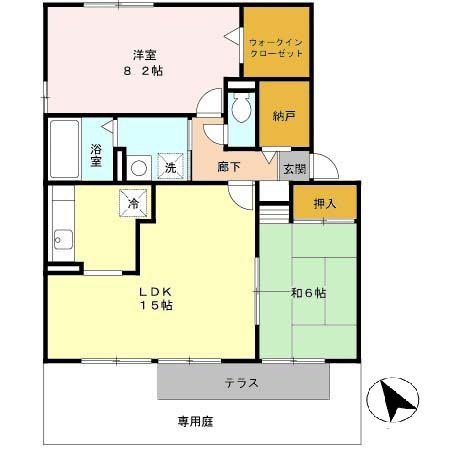 ヴェルドミールK(2LDK/1階)の間取り写真