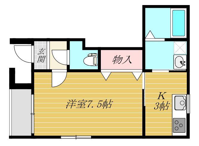 旭町2丁目戸建(1K/1階)の間取り写真