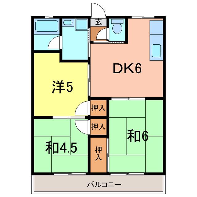 猿町ハイツ2(3DK/1階)の間取り写真