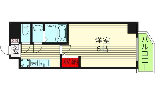 S-RESIDENCE都島LUX(1K/6階)の間取り写真