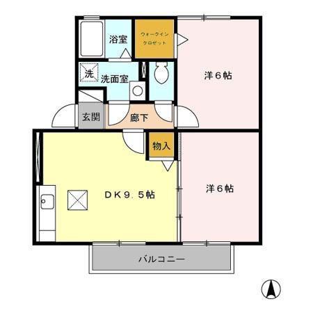 ピア ネクスト A(2DK/1階)の間取り写真