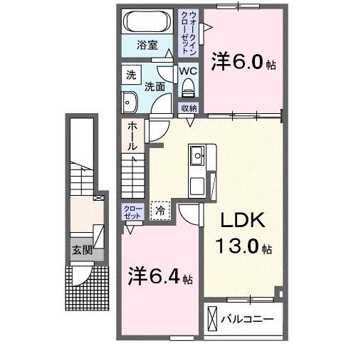 リールポルテC(2LDK/2階)の間取り写真