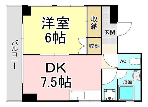 セゾン片野公園前(1DK/2階)の間取り写真
