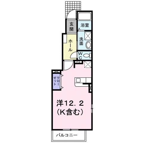 クラールアンジュA(ワンルーム/1階)の間取り写真