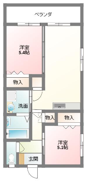 ヒルトップグランデ(2LDK/1階)の間取り写真