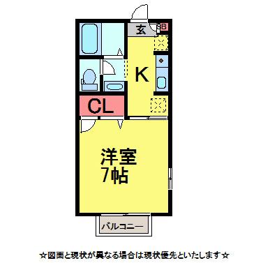 ジュネスCO-Z(1K/2階)の間取り写真