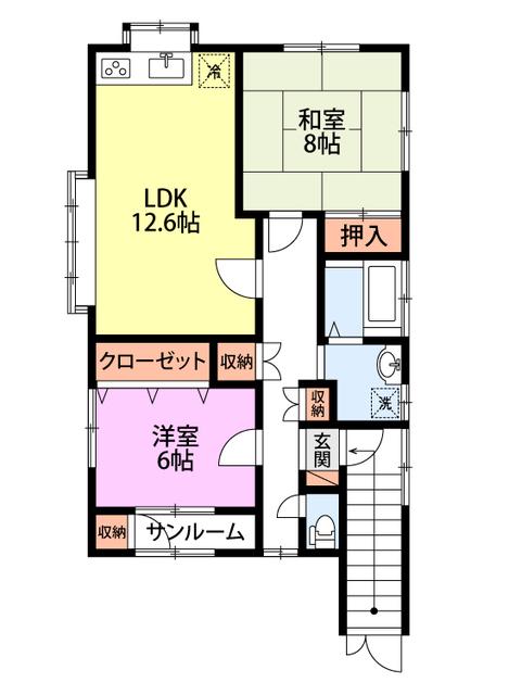 サンライズ早通(2LDK/2階)の間取り写真