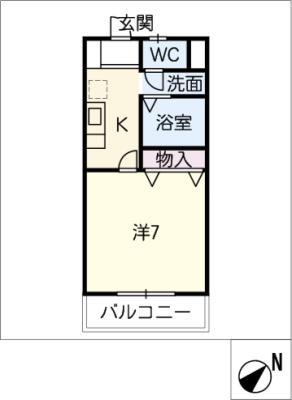 宮前ワンルーム(1K/1階)の間取り写真