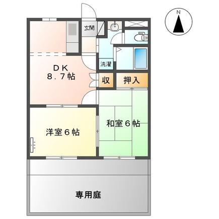 シャトーサンタ(2DK/1階)の間取り写真