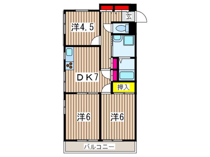 ハイシティ横須賀中央A-803(3DK/8階)の間取り写真