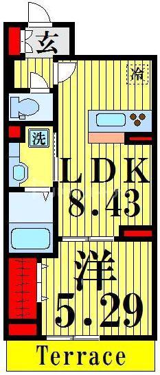 D-SQUARE(1LDK/1階)の間取り写真