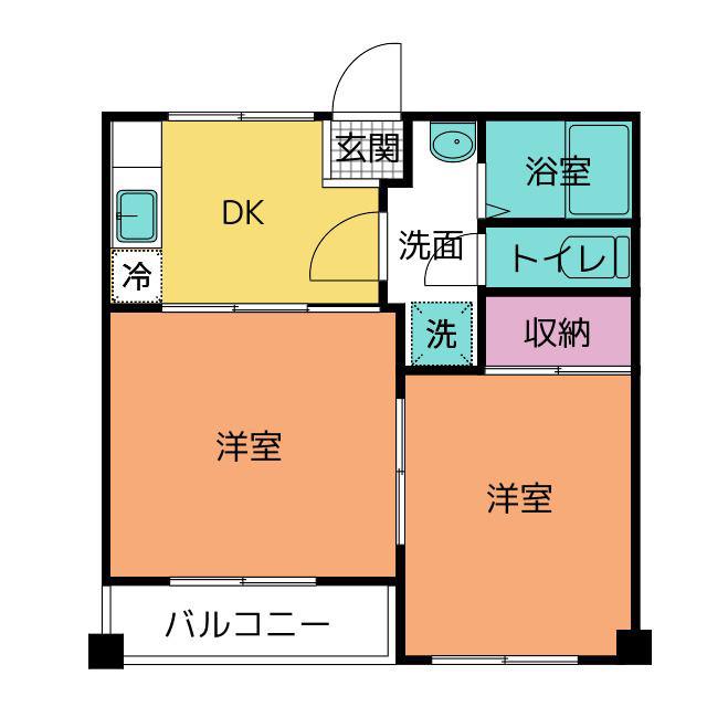 シャモニー(2DK/3階)の間取り写真