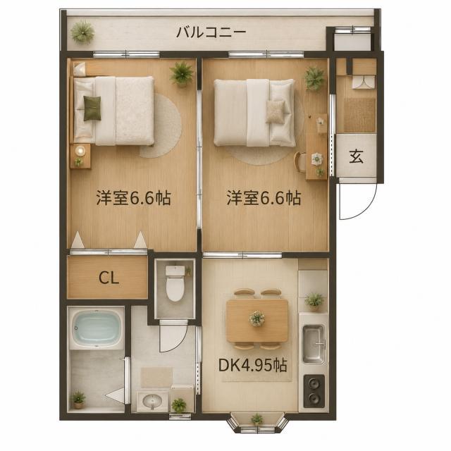 スコッチ(2DK/2階)の間取り写真