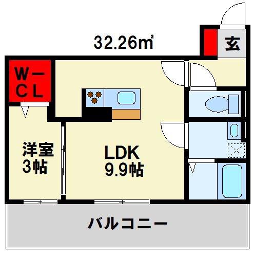 ヴィアンジュ黒崎(1LDK/1階)の間取り写真