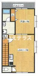 GLAハート長田(1LDK/2階)の間取り写真