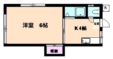 エンゼルハイムA棟(1K/2階)の間取り写真
