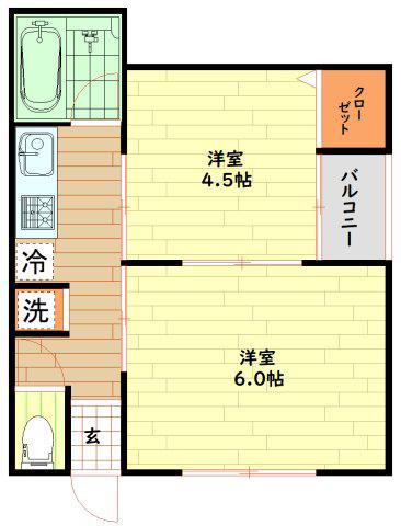 ピア西淀川B棟(2DK/4階)の間取り写真