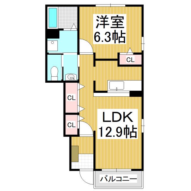 エオン21-V(1LDK/1階)の間取り写真