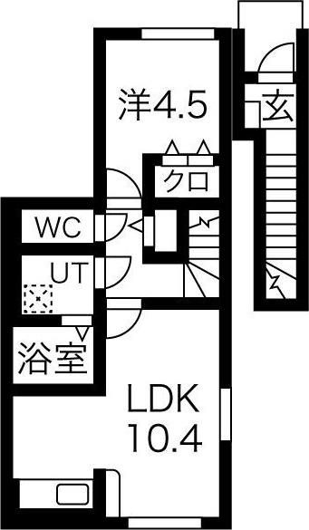 ウッドバレーIII(1LDK/2階)の間取り写真