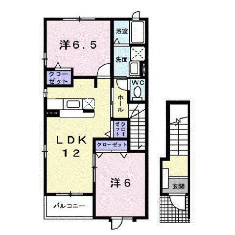 マナ マルベリーA(2LDK/2階)の間取り写真