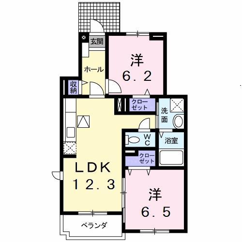 ハーベストヒルズ(2LDK/1階)の間取り写真