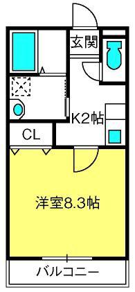 アーバニティ(1K/1階)の間取り写真