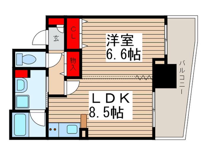ライオンズステーションプラザ松戸(1LDK/2階)の間取り写真