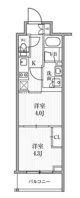 SYFORME東池袋(2K/2階)の間取り写真
