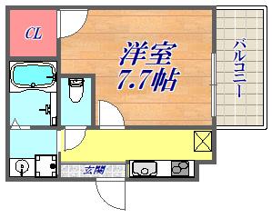 フジパレス栗山公園(1K/2階)の間取り写真