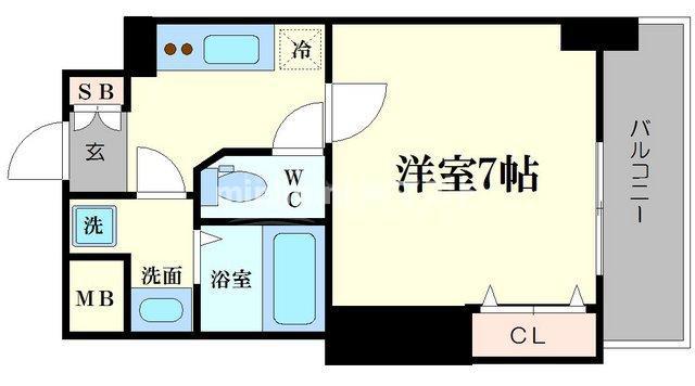 ミラージュパレス南堀江(1K/9階)の間取り写真