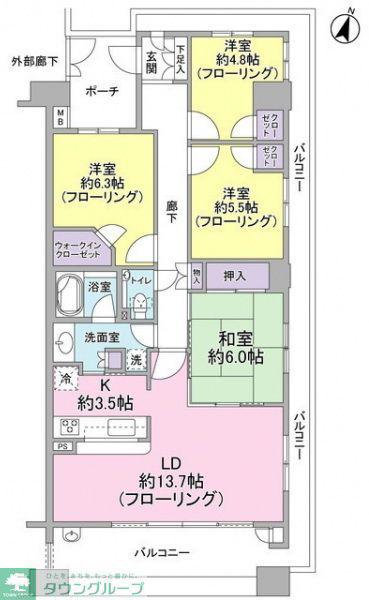 港北センタープレイスA棟(4LDK/10階)の間取り写真