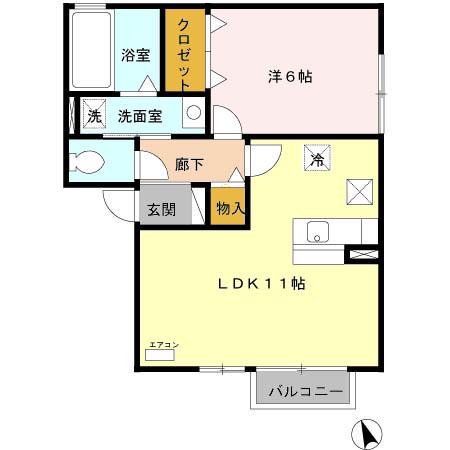 スプリングベルテ A105(1LDK/1階)の間取り写真