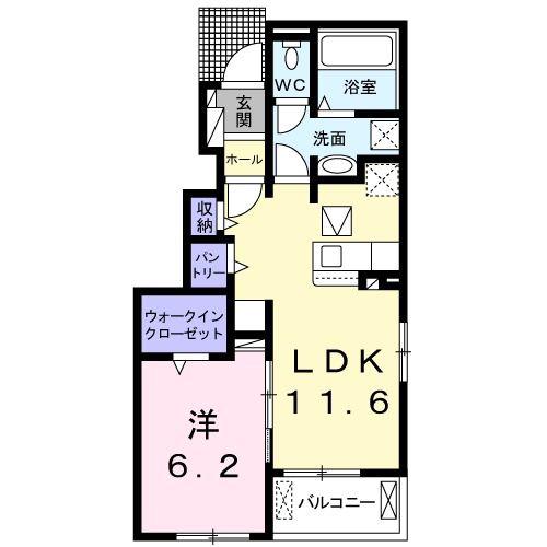 クレア・ルース(1LDK/1階)の間取り写真