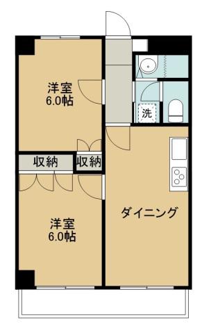 シャトー利休(2DK/3階)の間取り写真