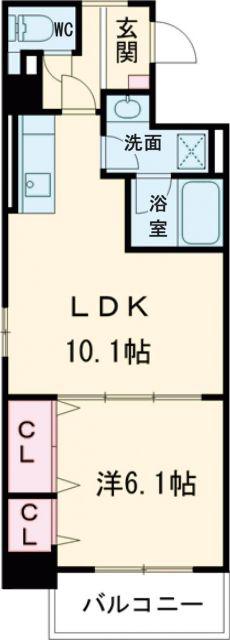 ビスタユーア(1LDK/4階)の間取り写真