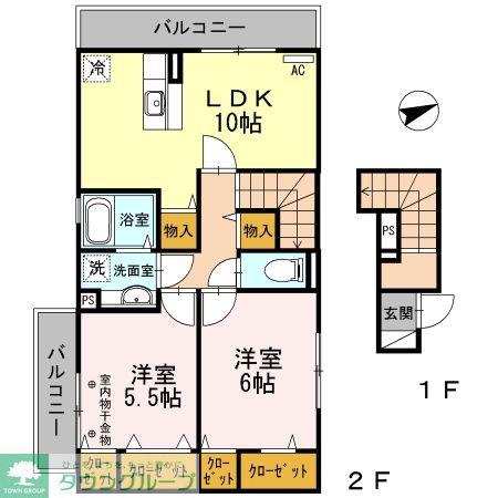 コンソラータ(2LDK/2階)の間取り写真