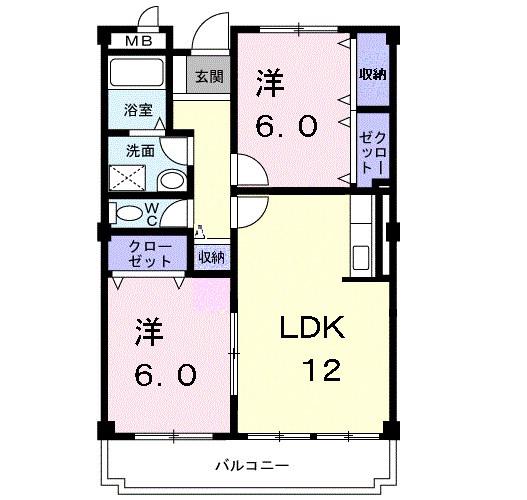 フリーダム中村(2LDK/3階)の間取り写真