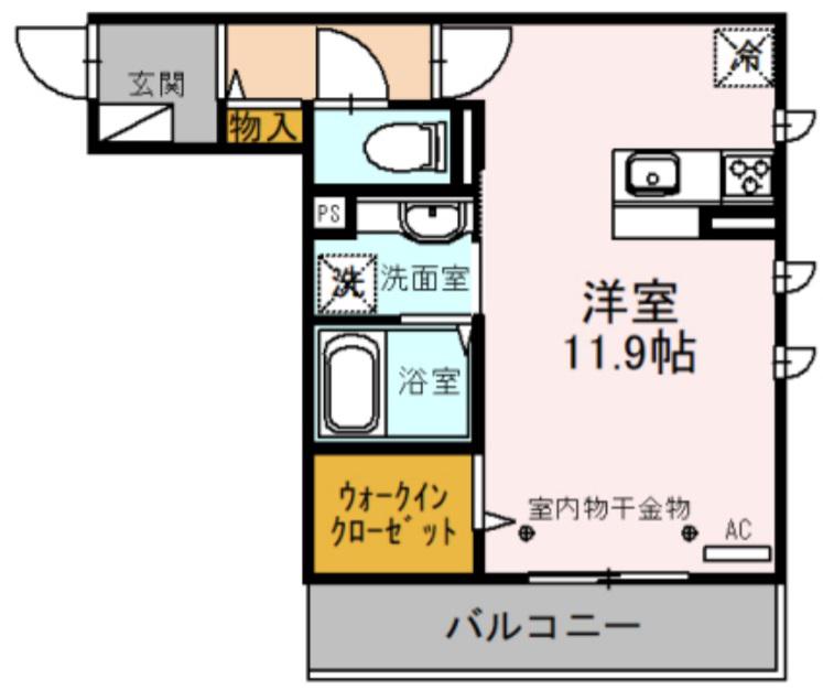 プラシード(ワンルーム/3階)の間取り写真