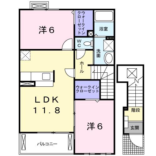 サニーハウス(2LDK/2階)の間取り写真