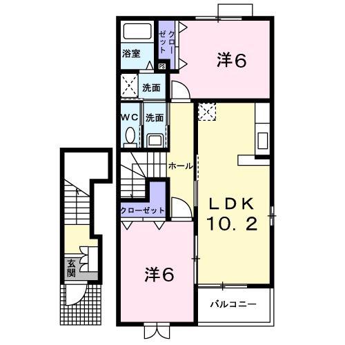ニューウエストパーク(2LDK/2階)の間取り写真
