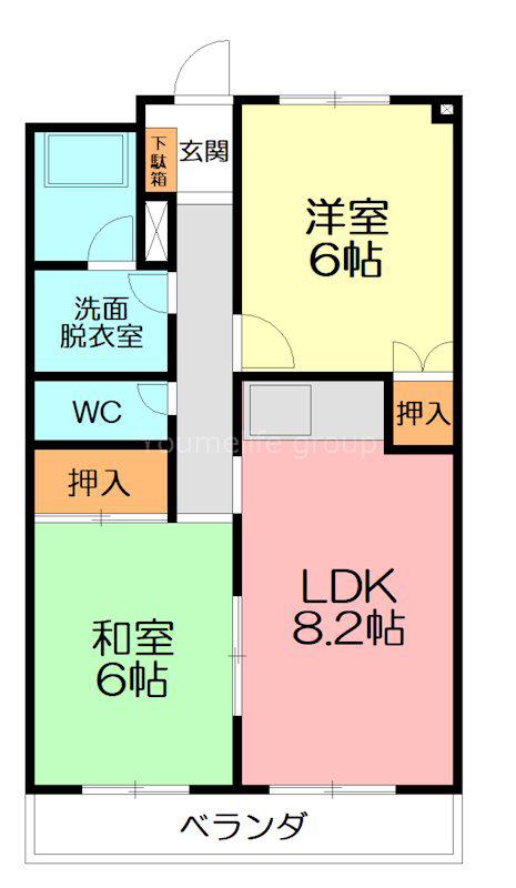 中曽根334-2マンション(2LDK/3階)の間取り写真