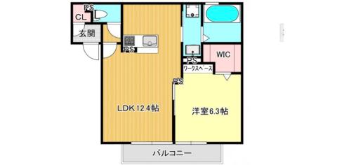 ヴァンシェール(1LDK/1階)の間取り写真